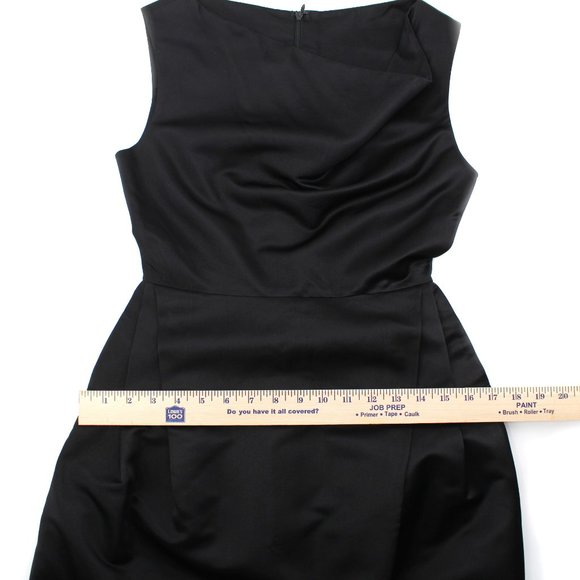 Gary Graham Black Silk Asymmetric Dress Sleeveless Draped Front Bell Skirt 2/S - Picture 14 of 15